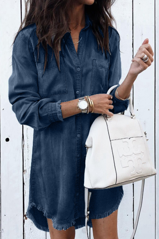 Levoire | Robe Chemise En Denim Pour Femmes Marine