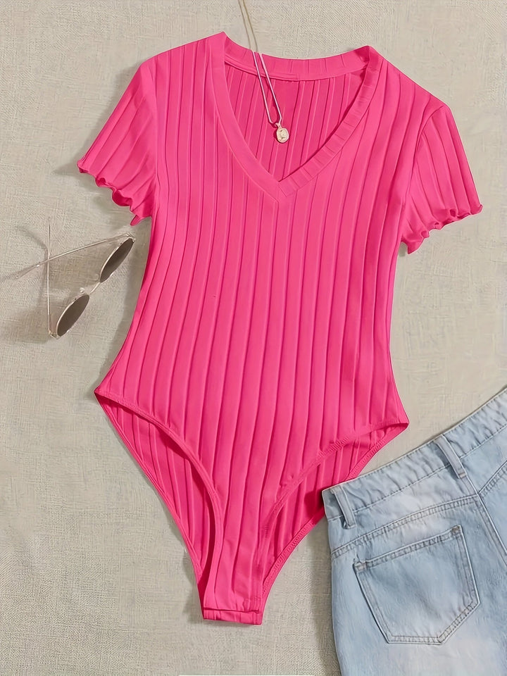 Levoire | Body Uni Avec Décolleté En V Couleur rose pâle