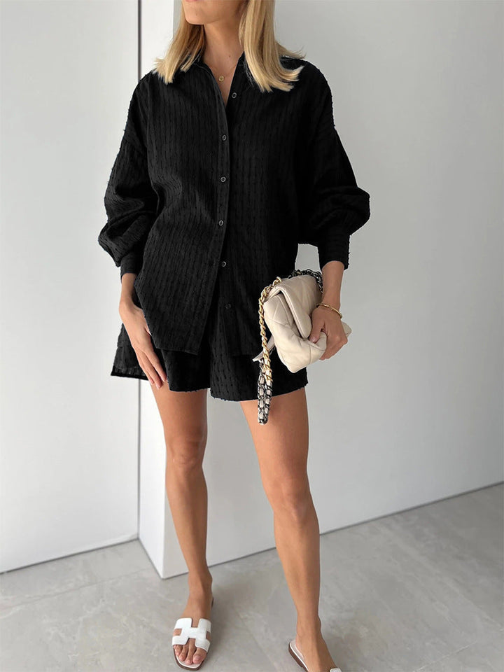 Levoire | Ensemble Chic De Chemise Et Shorts Noir