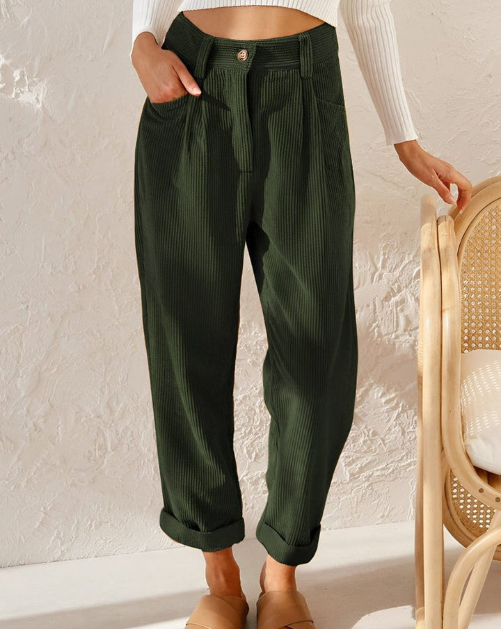 Levoire | Pantalon En Velours Élégant Vert