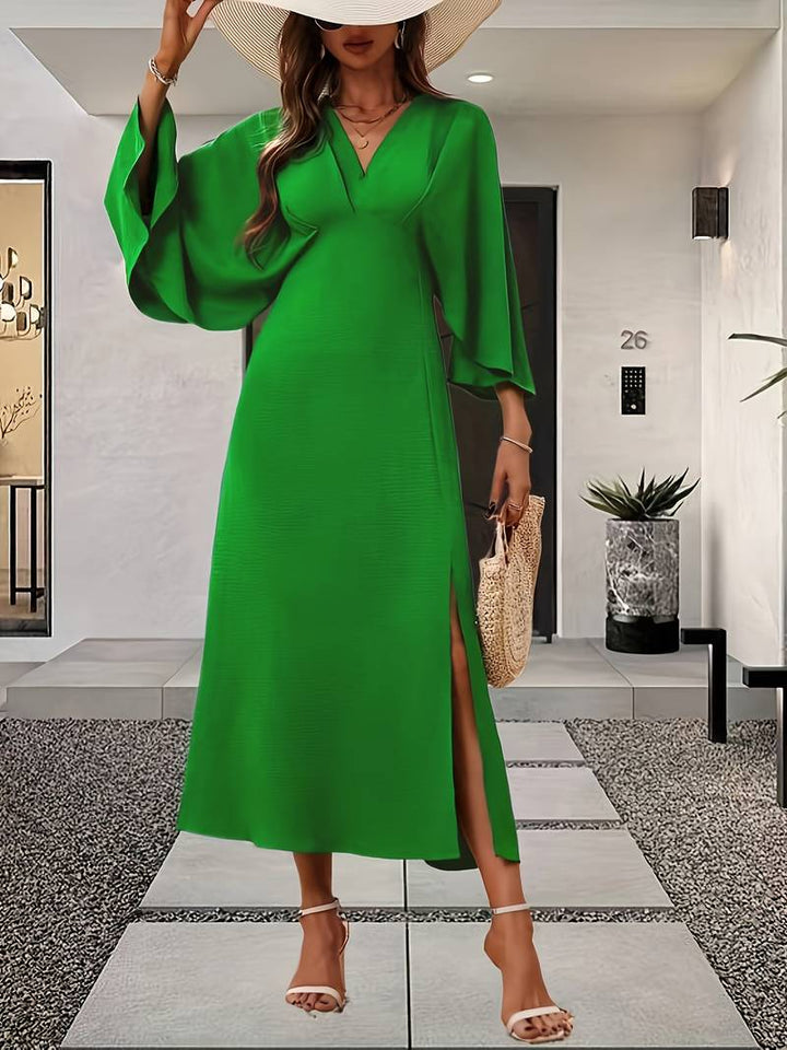 Levoire | Robe À Ligne A Avec Des Manches À Volants Vert émeraude