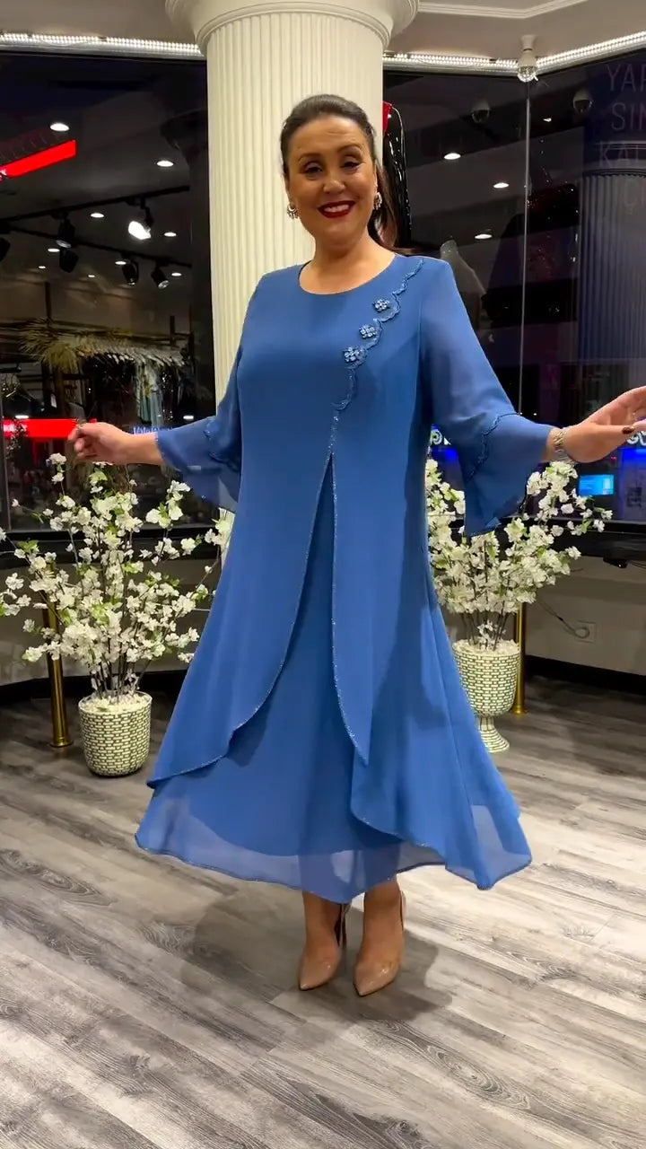 Levoire | Femmes Robe Chiffon Évasée Unie