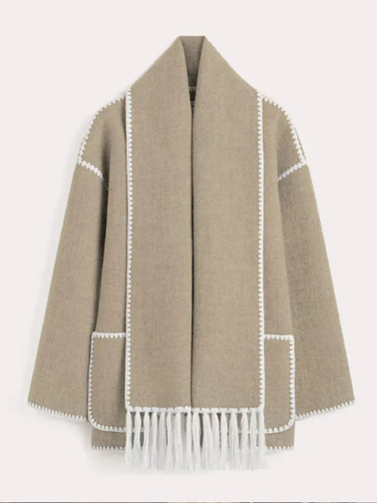Levoire | Élégant Écharpe-Chaqueta Chaud Khaki