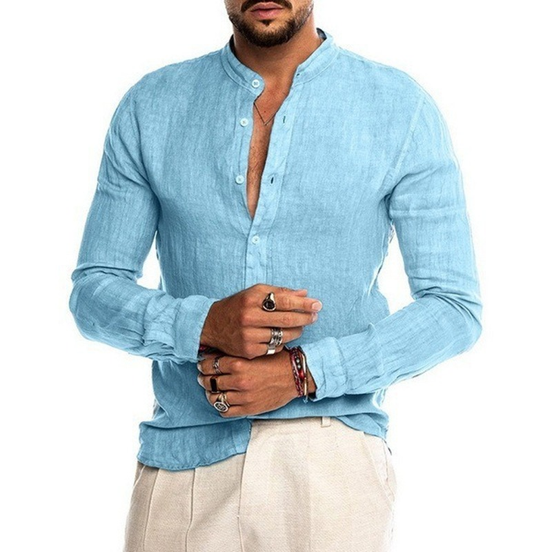 Levoire | Chemise En Lin Couleurs Unies Litch Bleu