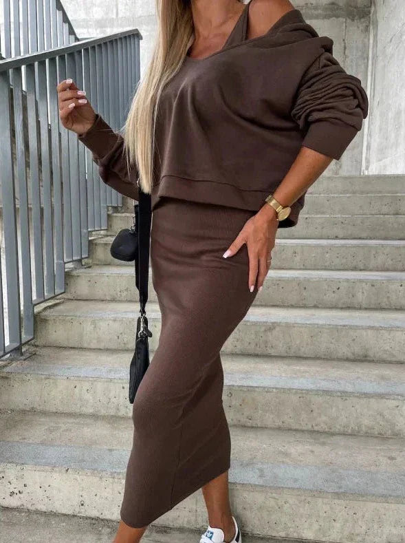 Levoire | Sexy Robe Ensemble avec capuche Braun