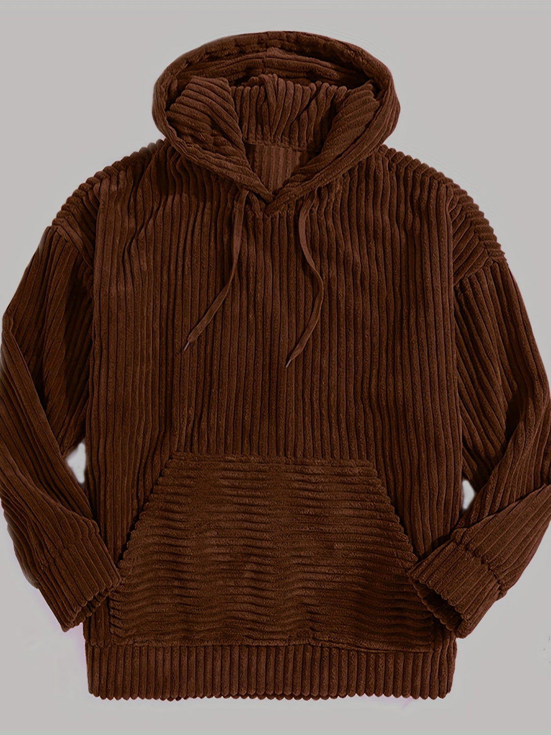 Levoire | Sweat À Capuche En Corduroy Vintage Pour Hommes Avec Col Haut Et Poche Kangourou Marron foncé