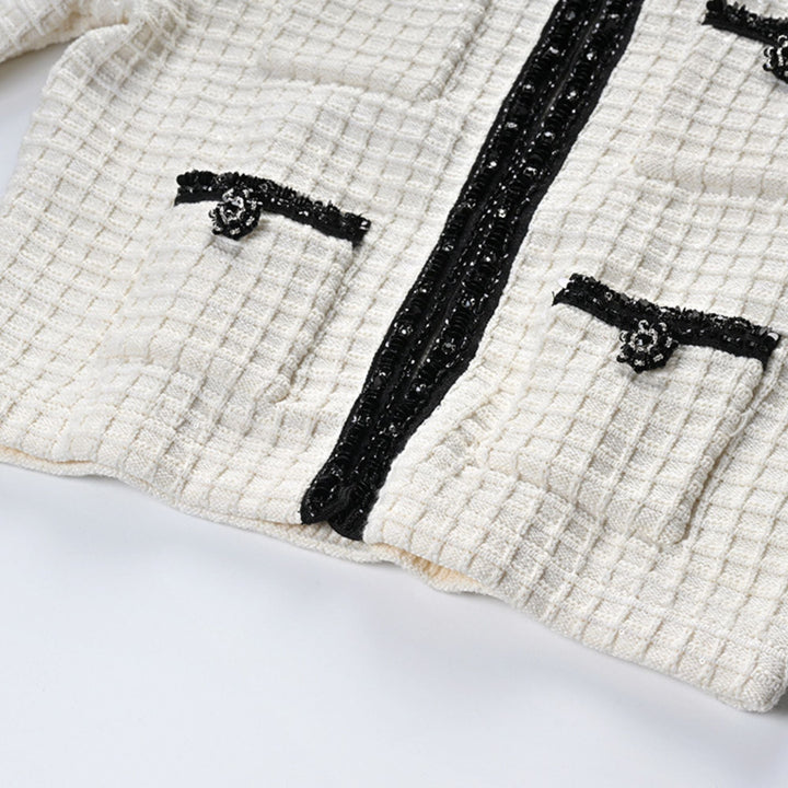 Levoire | Veste En Maille À Gaufres Blanches & Jupe Ensemble Assorti