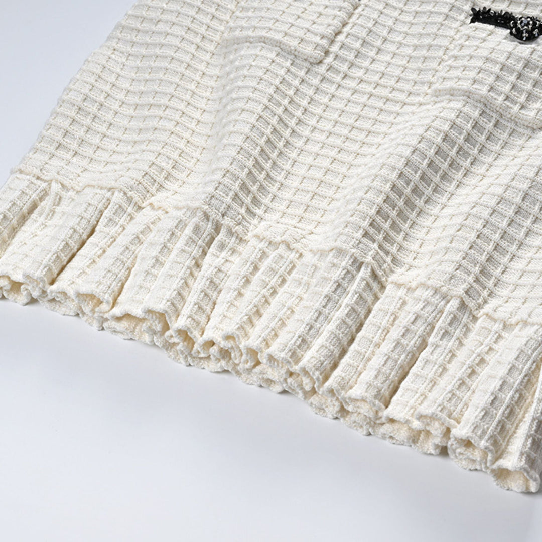 Levoire | Veste En Maille À Gaufres Blanches & Jupe Ensemble Assorti