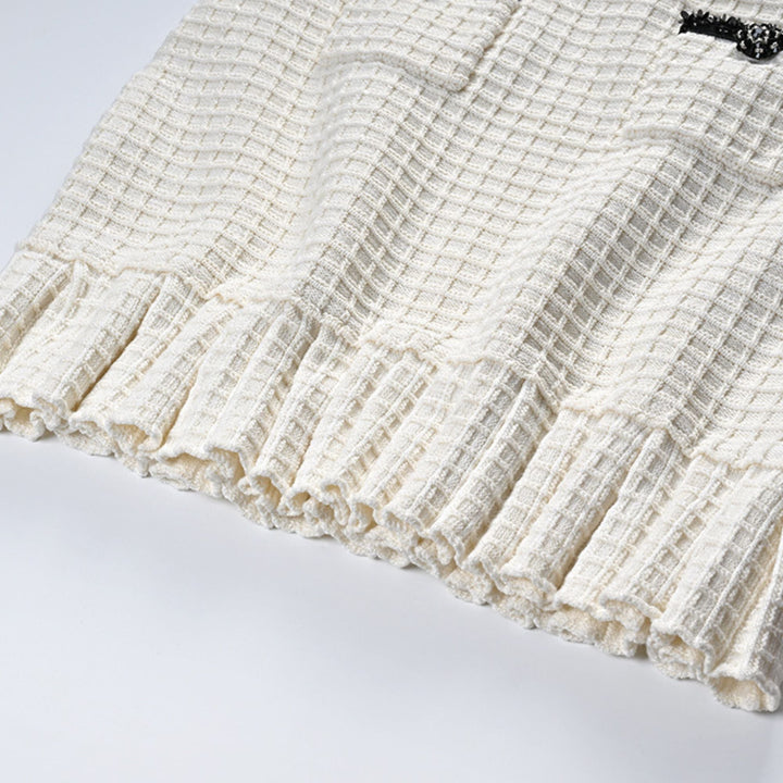 Levoire | Veste En Maille À Gaufres Blanches & Jupe Ensemble Assorti