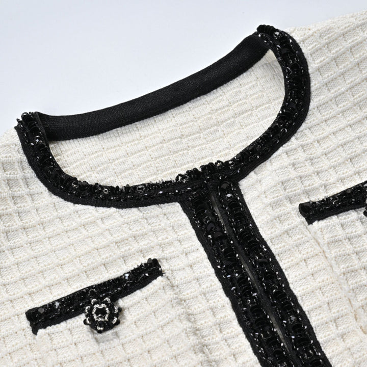 Levoire | Veste En Maille À Gaufres Blanches & Jupe Ensemble Assorti