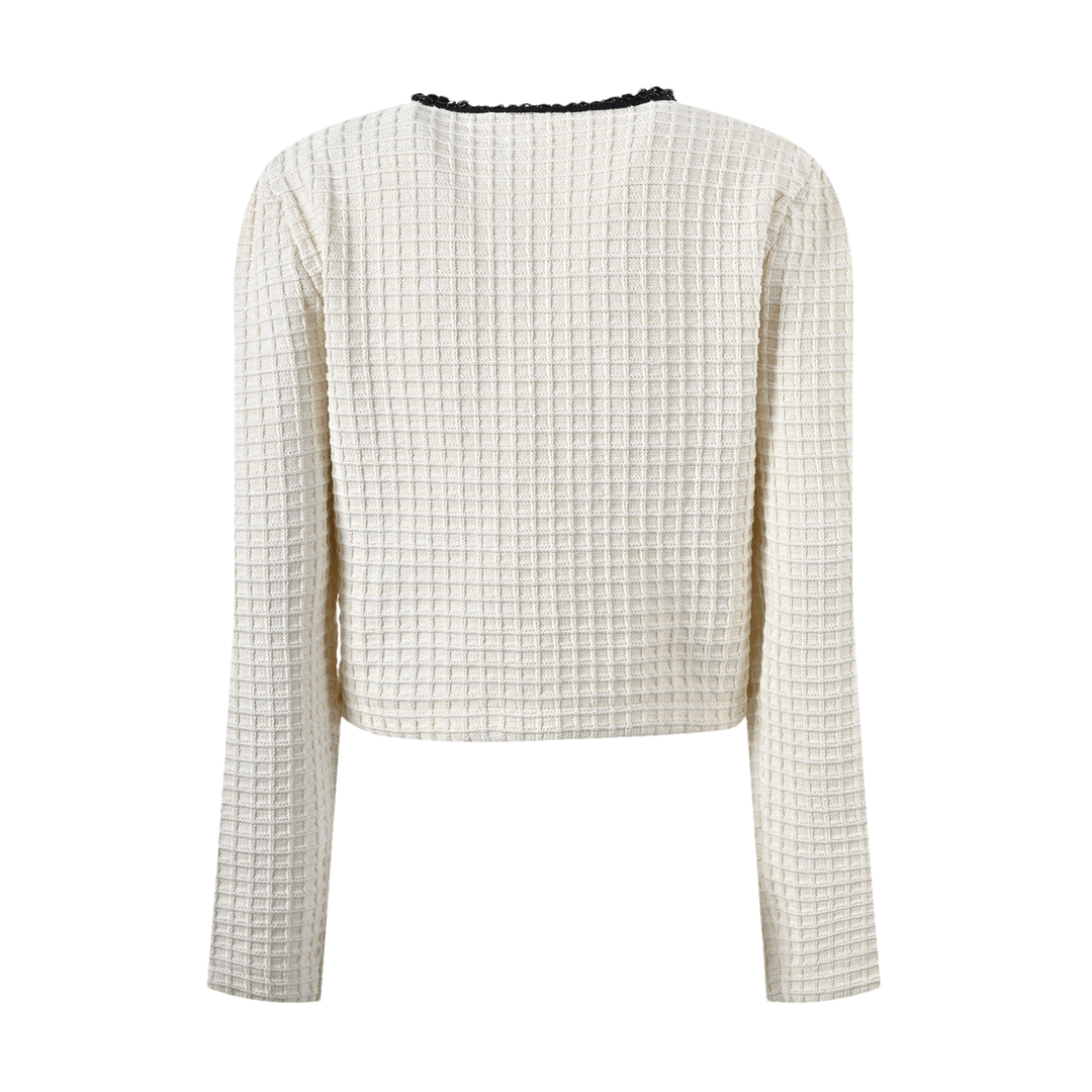 Levoire | Veste En Maille À Gaufres Blanches & Jupe Ensemble Assorti