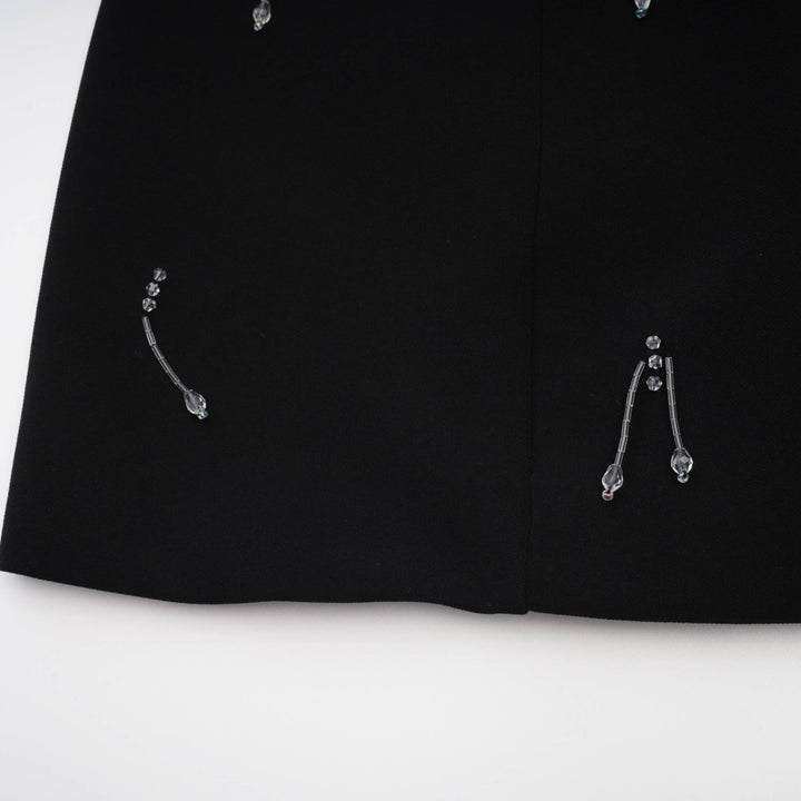 Levoire | Robe Mini Noire Opaque Avec Cristaux
