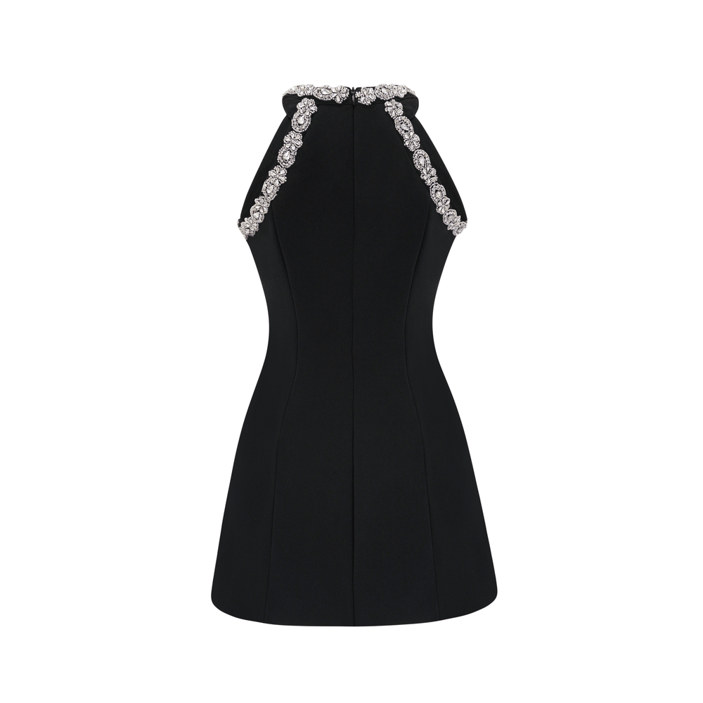 Levoire | Robe Mini Noire Opaque Avec Cristaux
