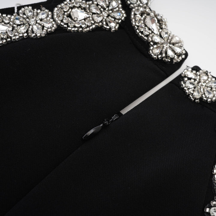 Levoire | Robe Mini Noire Opaque Avec Cristaux