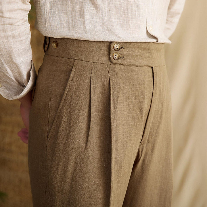 Levoire | Pantalon En Lin Coupe Décontractée Pour Les Journées Chaudes Chameau