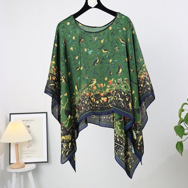 Levoire | Uv Kimono Bikini Couverture Fleurs vertes