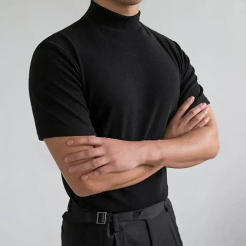 Levoire | T-Shirt Pour Hommes À Col Haut Simple, Confortable Et Polyvalent