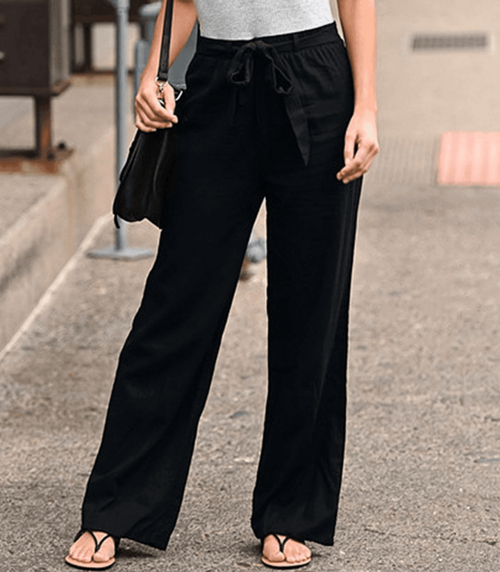 Levoire | Pantalons Décontractés Pour Femmes Avec Cordon À La Taille Noir