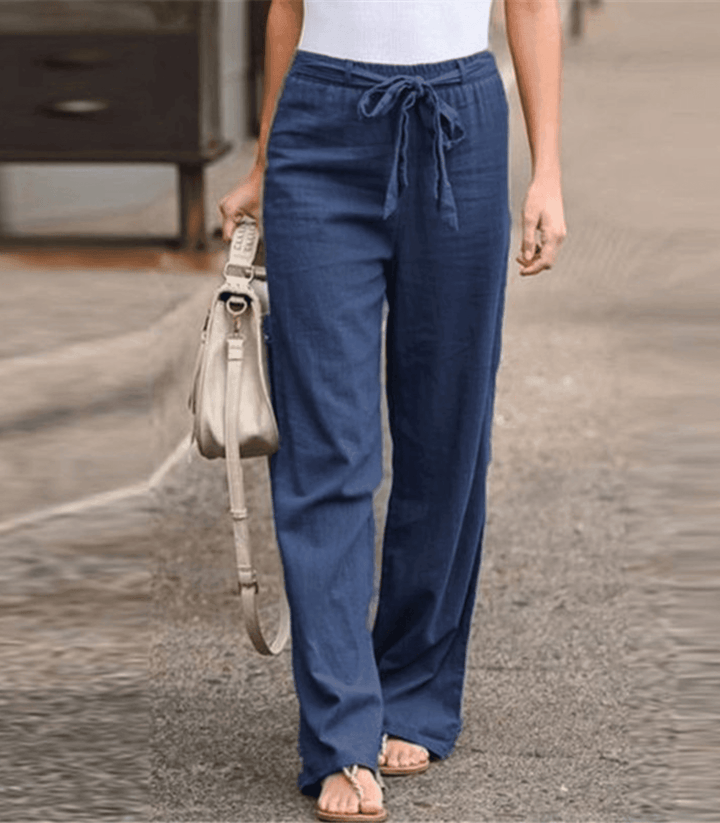 Levoire | Pantalons Décontractés Pour Femmes Avec Cordon À La Taille Bleu