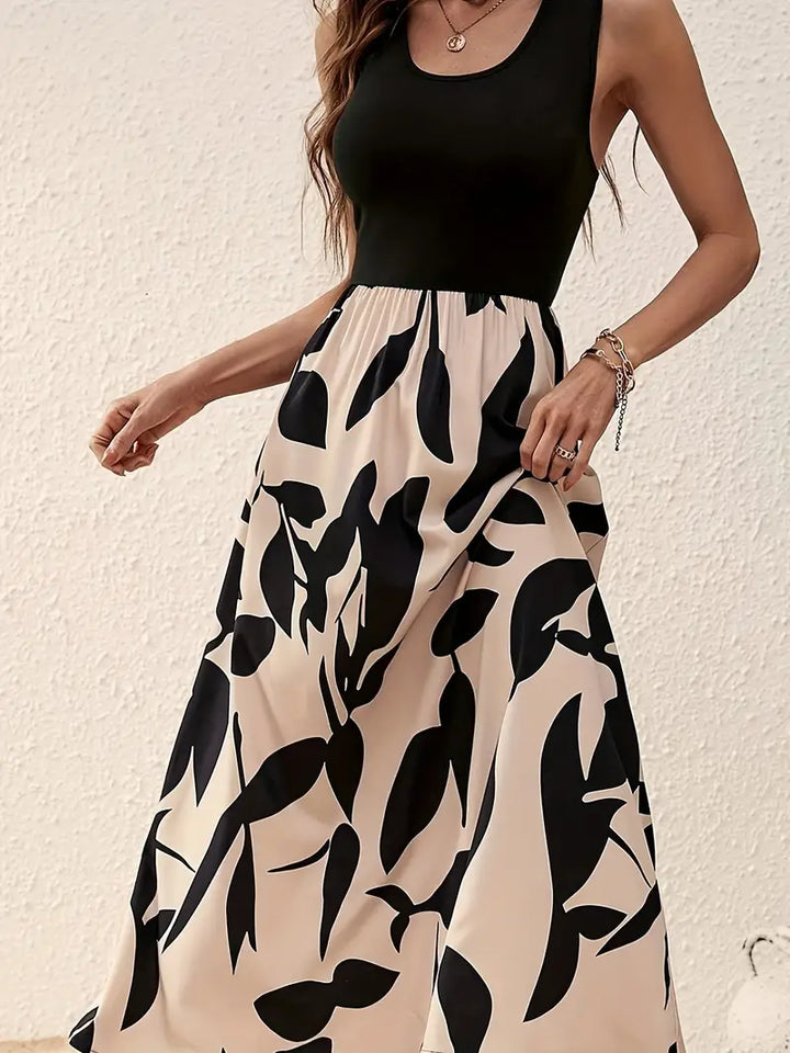 Levoire | Robe Maxi Sans Manches Avec Imprimé Géométrique Beige