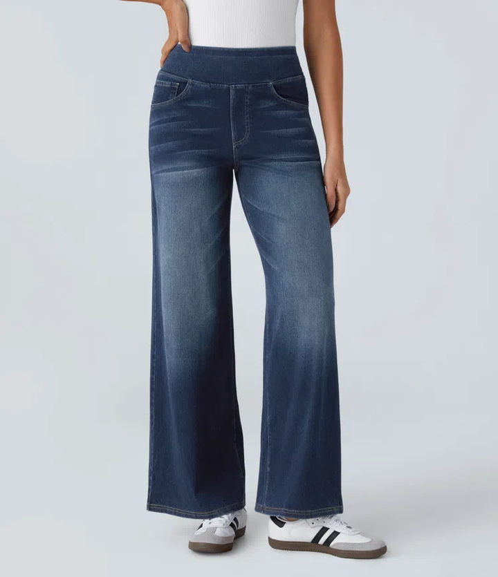 Levoire | Pantalon Denim Stretch Taille Haute Femme Blaugrauer Denim