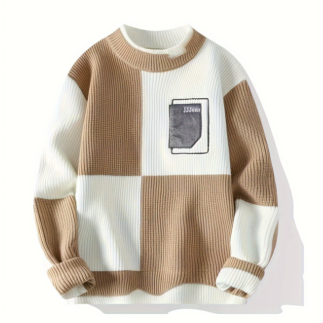 Levoire | Sweats En Laine Tricotés Élégants Avec Des Couleurs Contrastées Et Un Motif Géométrique Chaud Blanc