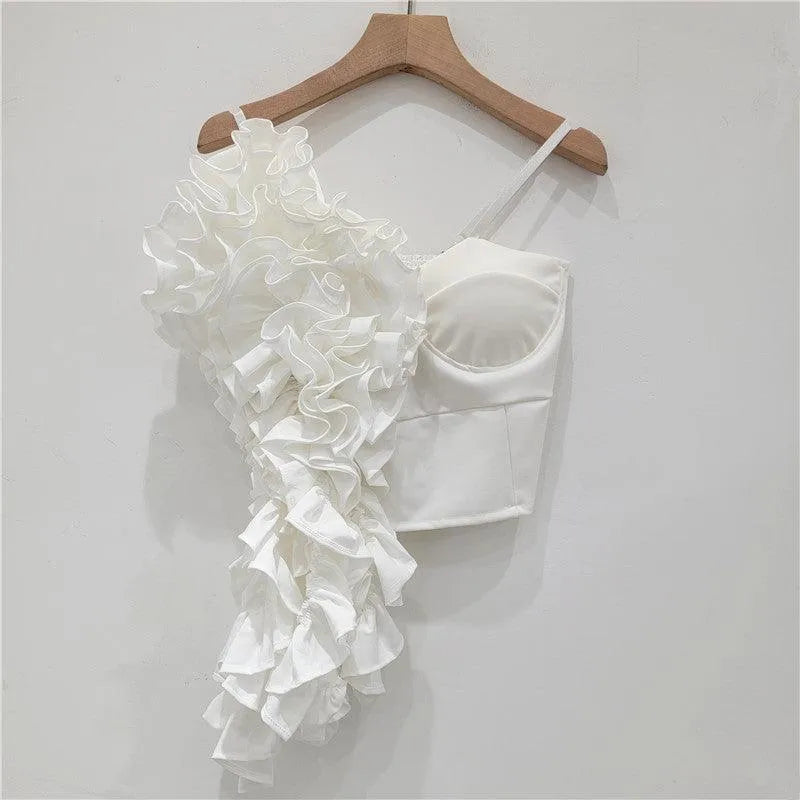 Levoire | Chemise avec une fleur plissée Blanc Taille libre