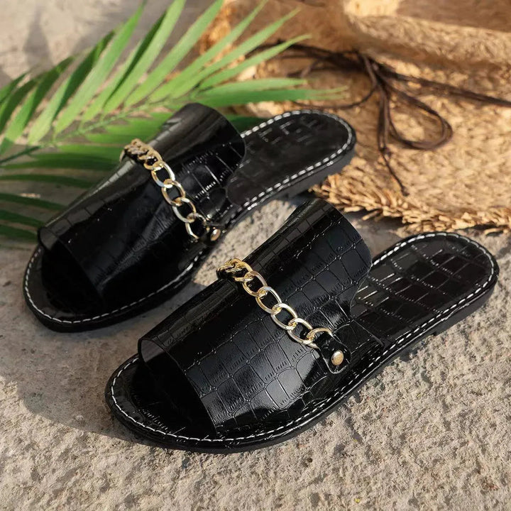 Levoire | Glamour sandales à chaîne – Luxe et style pour l'été ! Noir