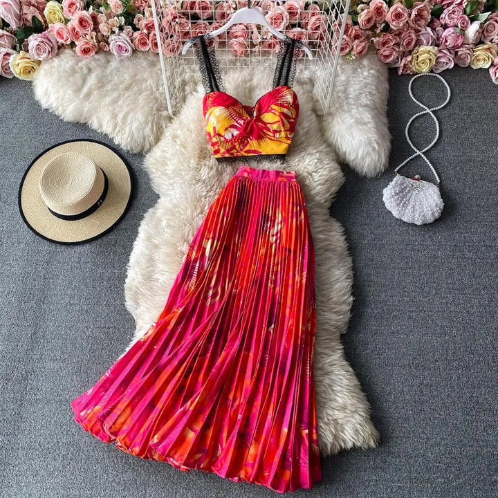 Levoire | Ensemble sans manches à deux pièces avec motif floral Rosenrot Taille libre