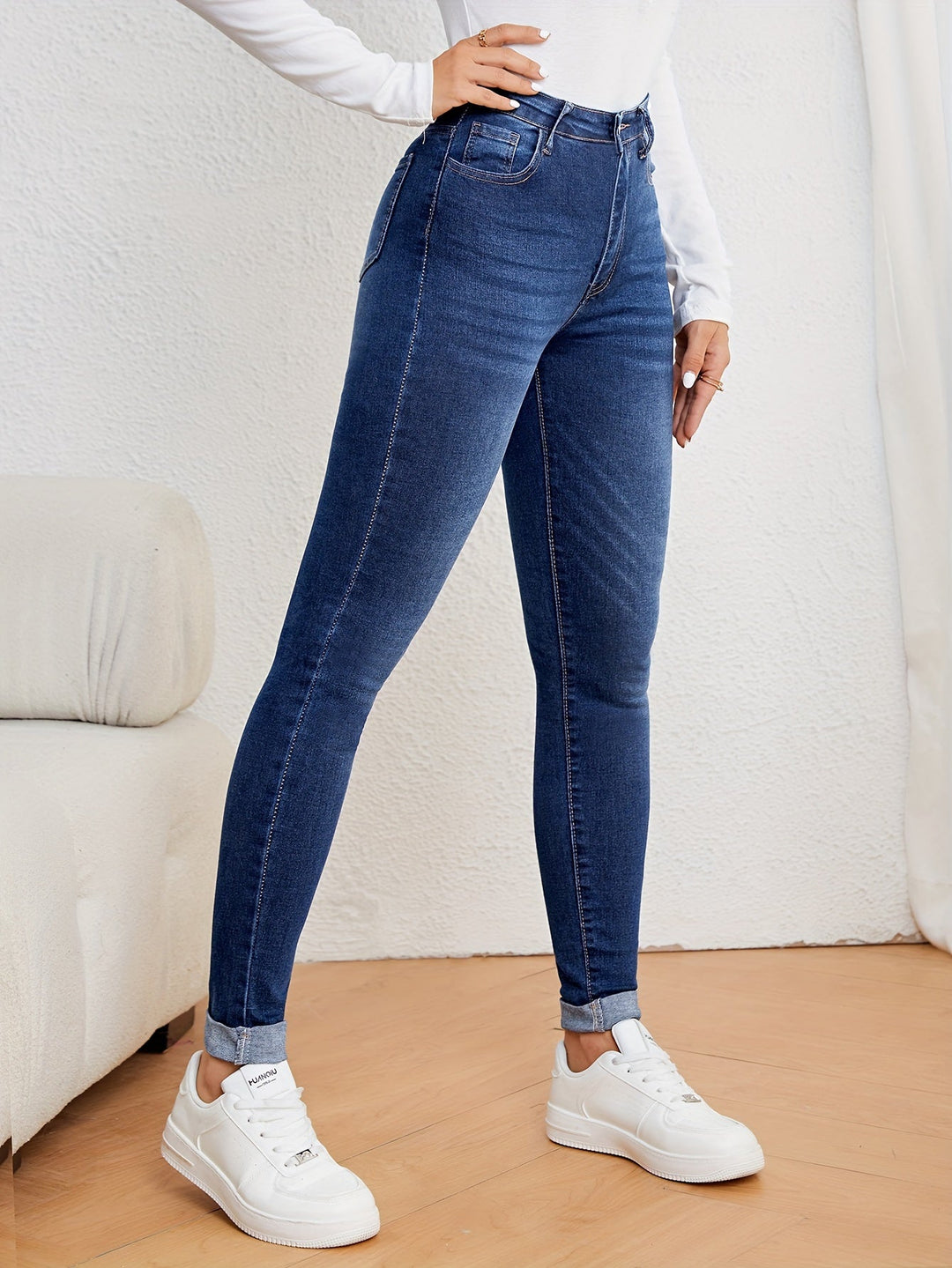Levoire | Vert Olive Jeans Slim Fit Taille Haute Denim Élastique Merimustan