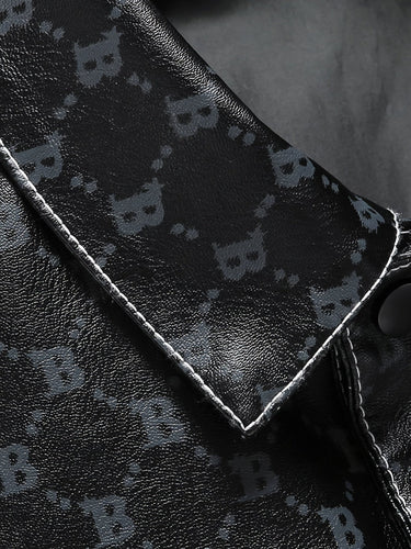 Levoire | Élégant Manteau En Cuir Pu Pour Hommes Avec Lettres