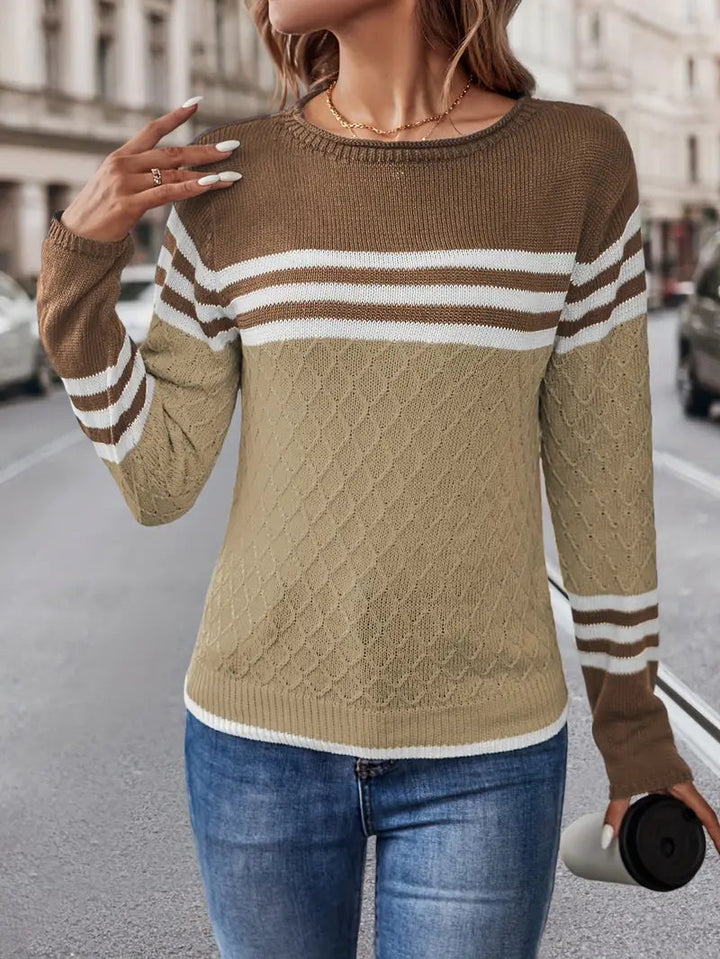 Levoire | Chemise à manches longues rayée col rond Braun
