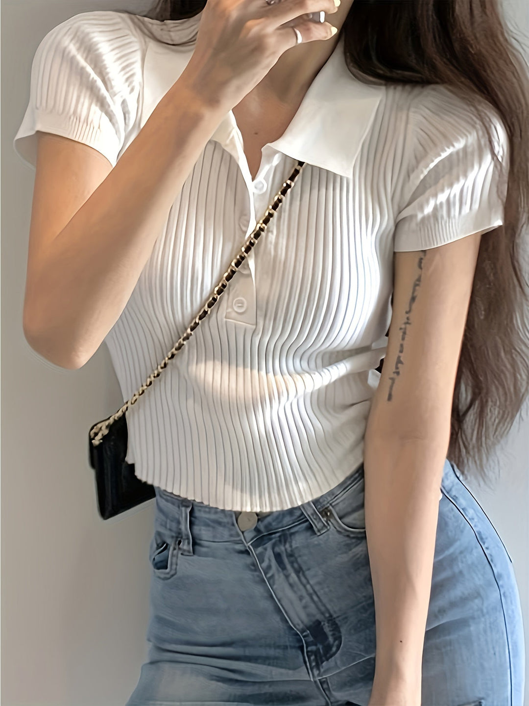 Levoire | Polo En Tricot À Détails En Matière Synthétique Pour Femmes Mia Blanc