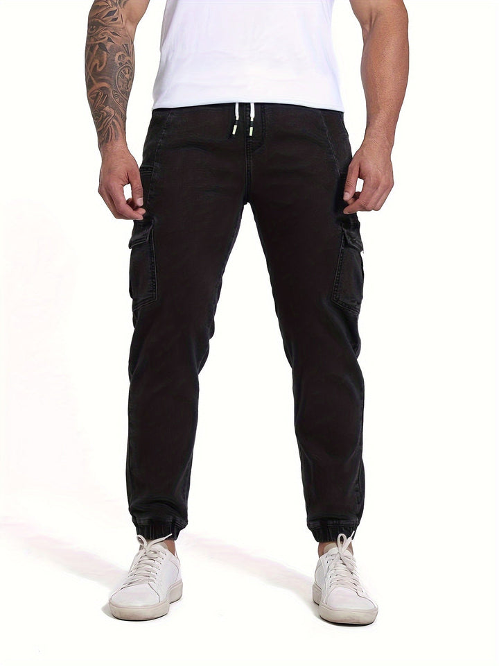 Levoire | Jeans Pour Hommes À Revers Coupe Régulière Avec Cordon Gris foncé