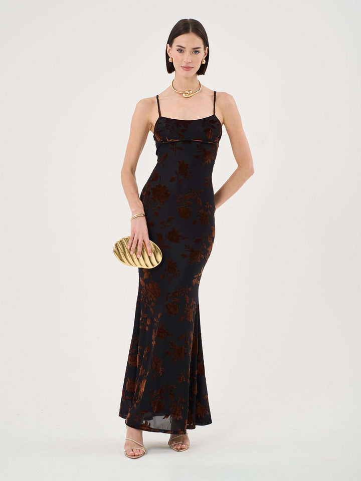 Levoire | Robe Maxime à Imprimé en Velours Braun