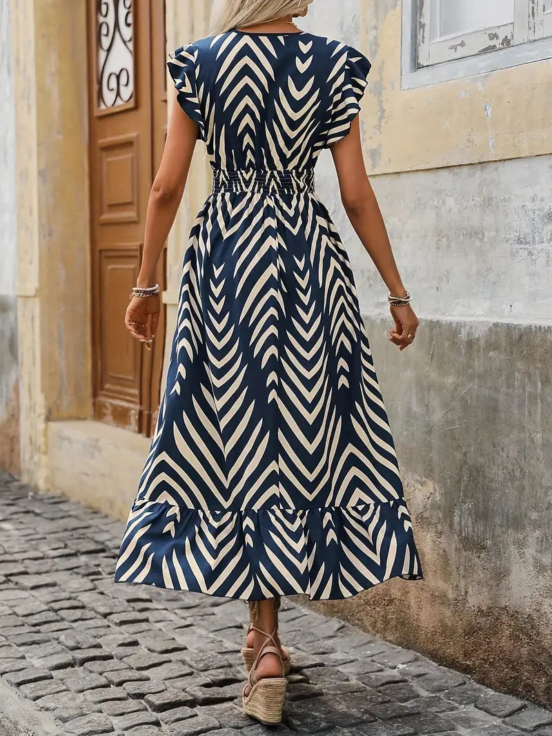 Levoire | Robe Imprimée Avec Taille Plissée Et Tissu Léger