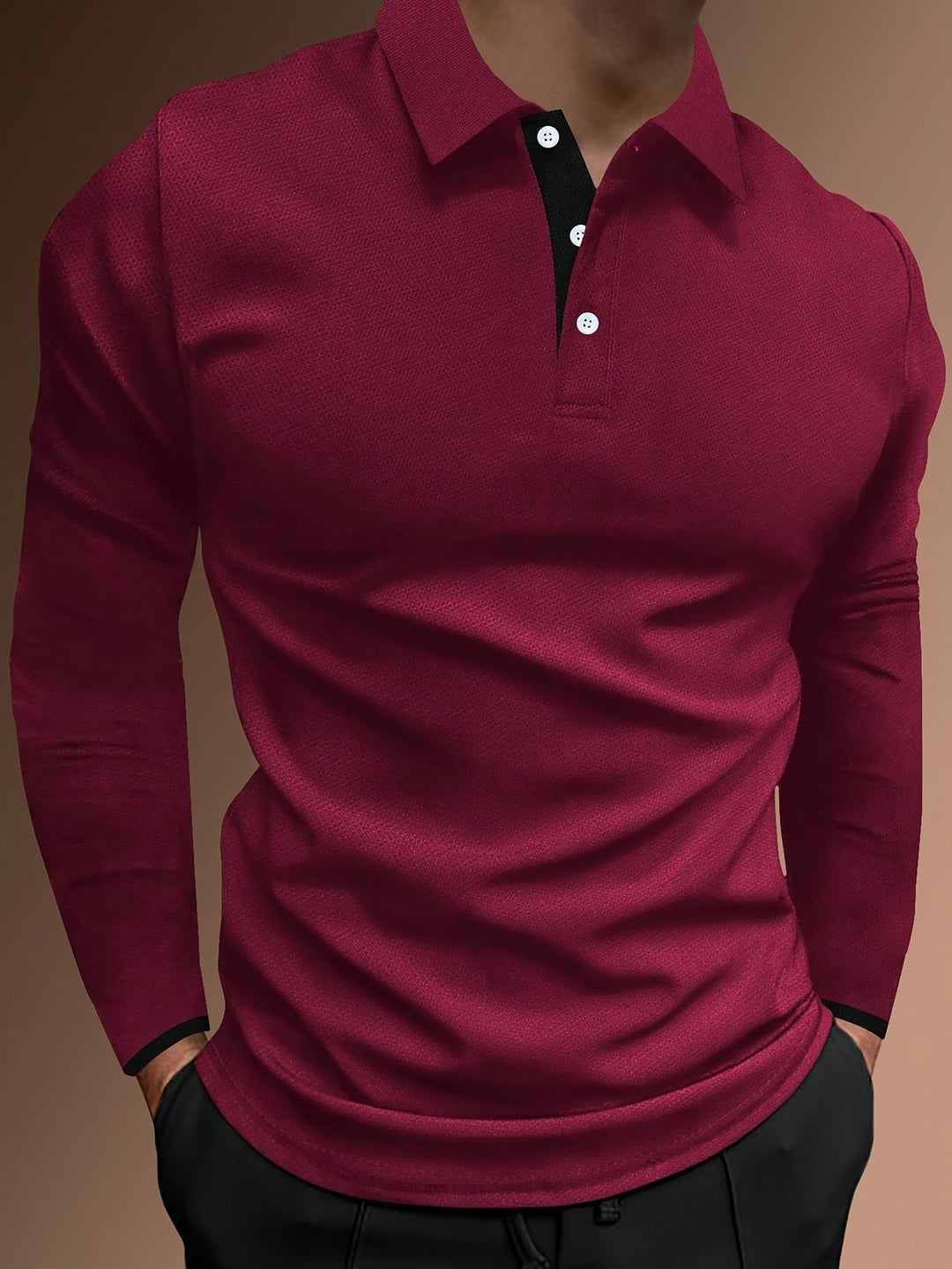 Levoire | T-Shirt À Motif Ondulé À Col Revers Et À Manches Longues