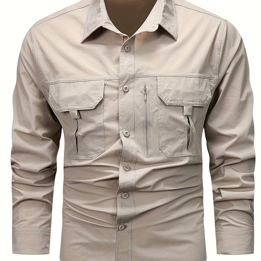 Levoire | Chemise Décontractée Pour Hommes À Manches Longues À Séchage Rapide Beige