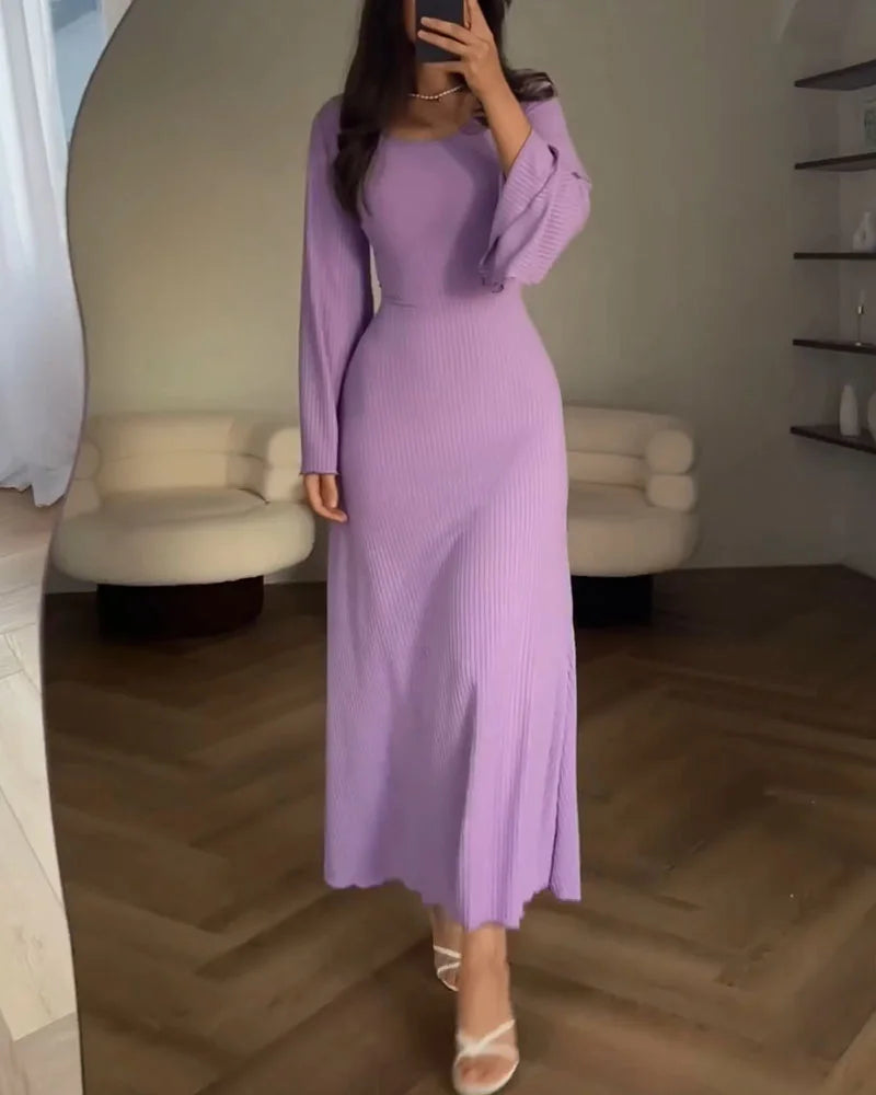 Levoire | Robe Élégante À Manches Longues Lilas