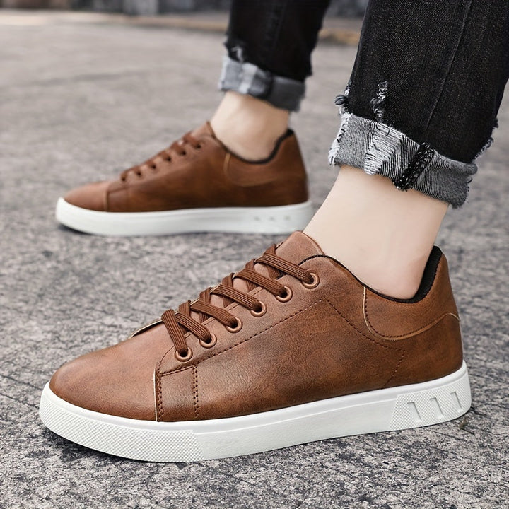 Levoire | Retro Cuir Chaussures De Réseau Pour Hommes Braun