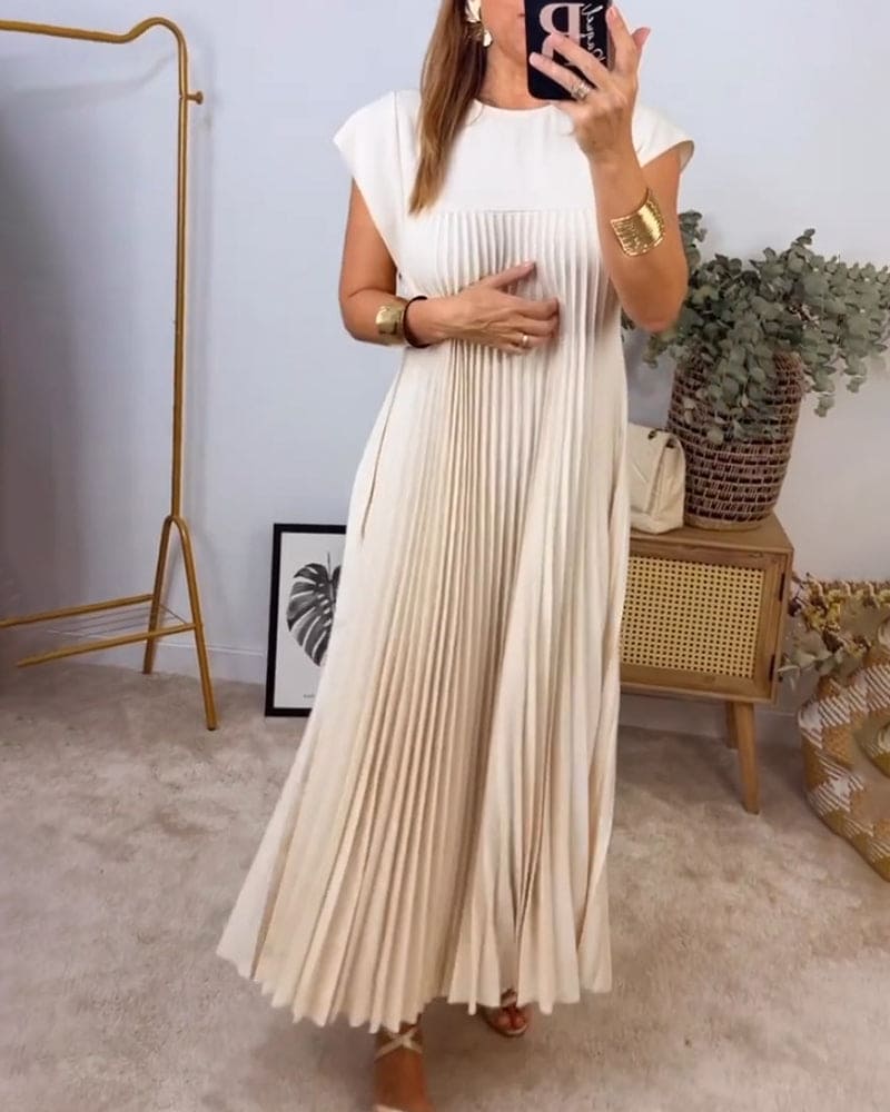 Levoire | Robe Unie Sans Manches Froncée