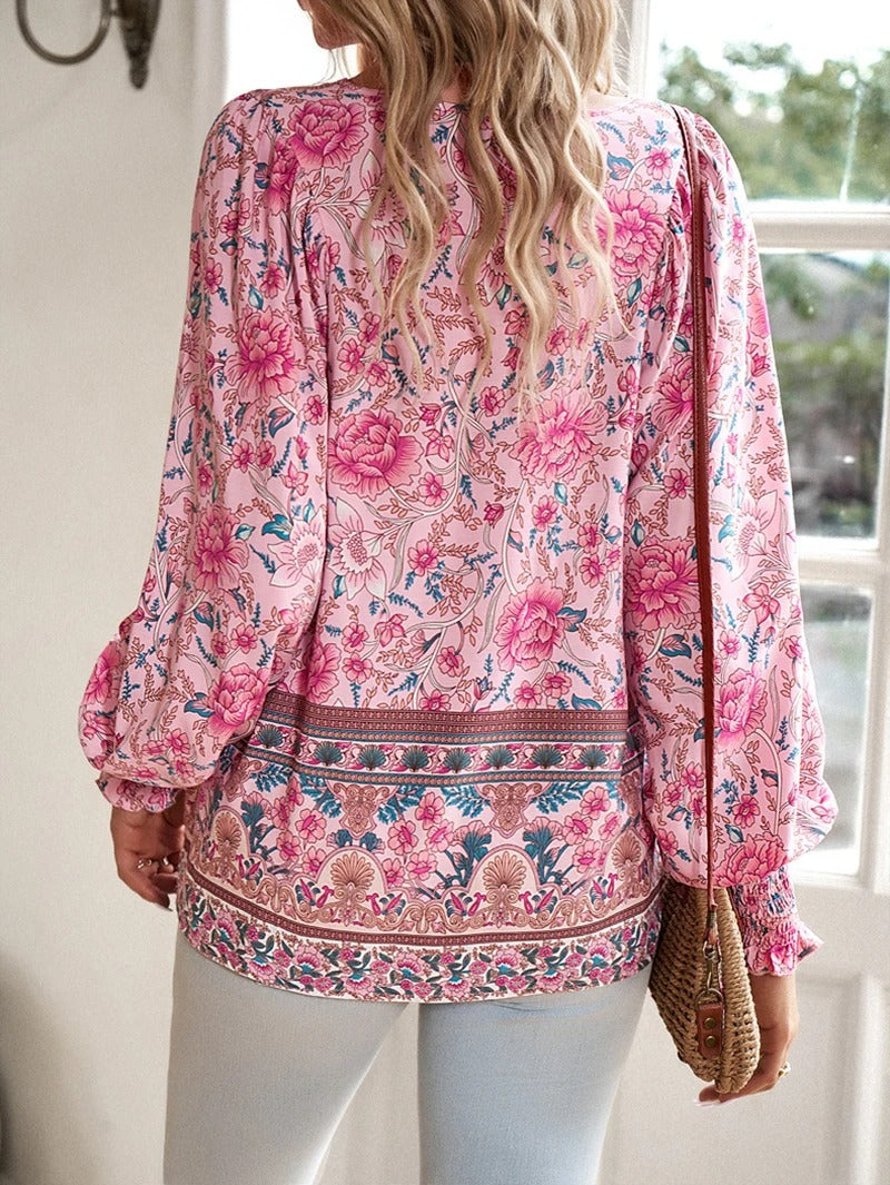 Levoire | Renno Chemise À Manches Longues Imprimée Avec Col En V Pour Un Look Tendance