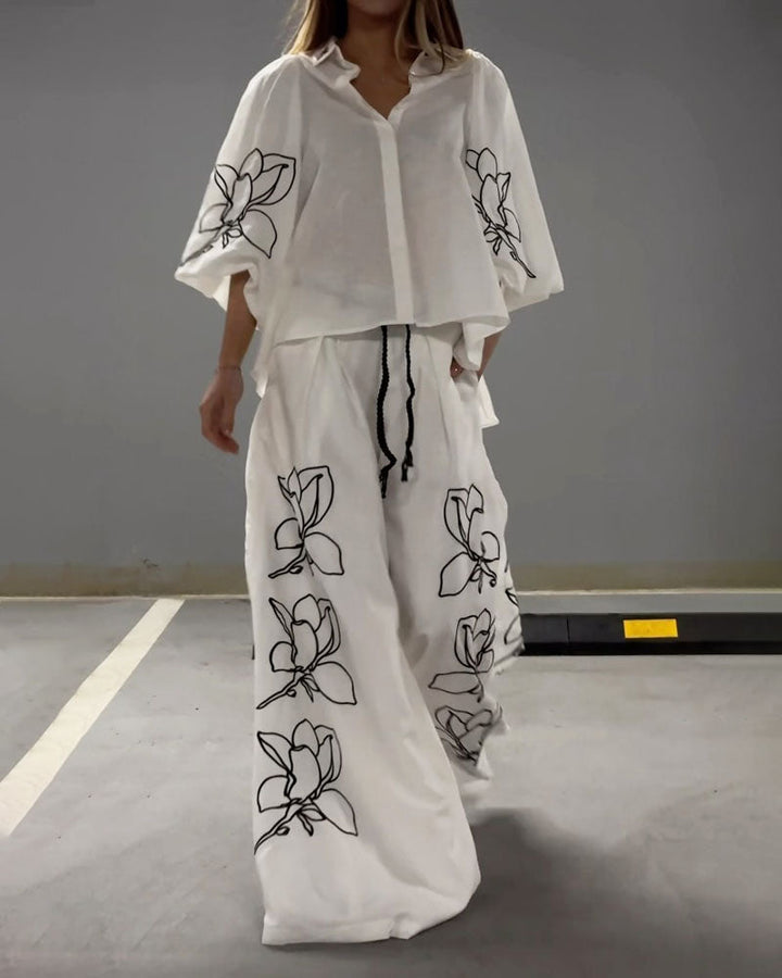 Levoire | Ensemble Chemisier Chic Et Pantalon Blanc