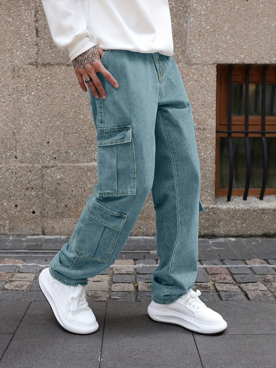 Levoire | Pantalons En Jean Pour Hommes Relaxants Avec Plusieurs Poches Non bleu