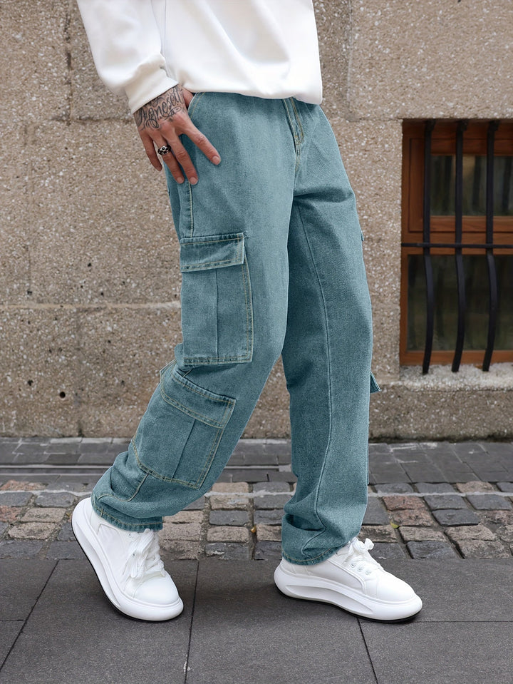 Levoire | Pantalons En Jean Pour Hommes Relaxants Avec Plusieurs Poches Non bleu