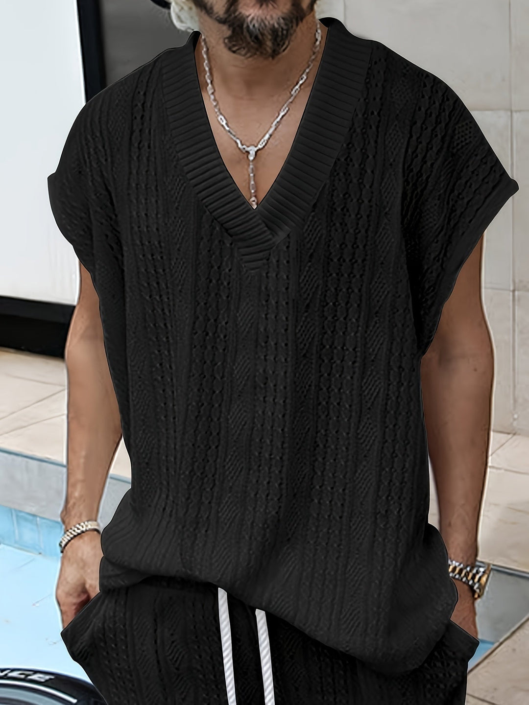 Levoire | Top Sans Bretelles Tendance Col En V Uni Noir