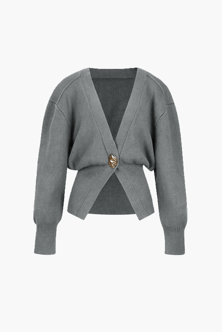 Levoire | Veste Tricot Femme Fermeture Boutons Rétro Gris