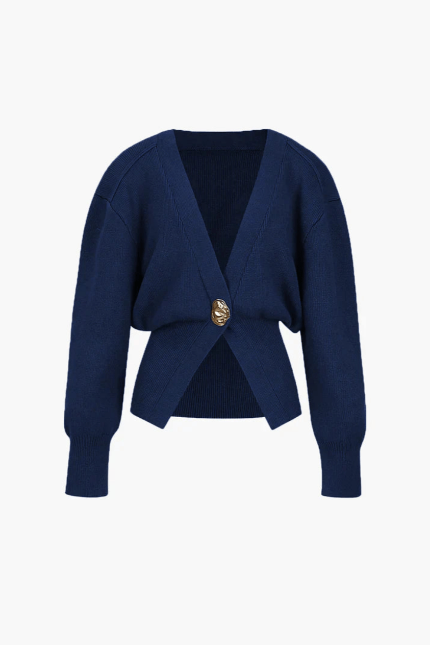Levoire | Veste Tricot Femme Fermeture Boutons Rétro Bleu