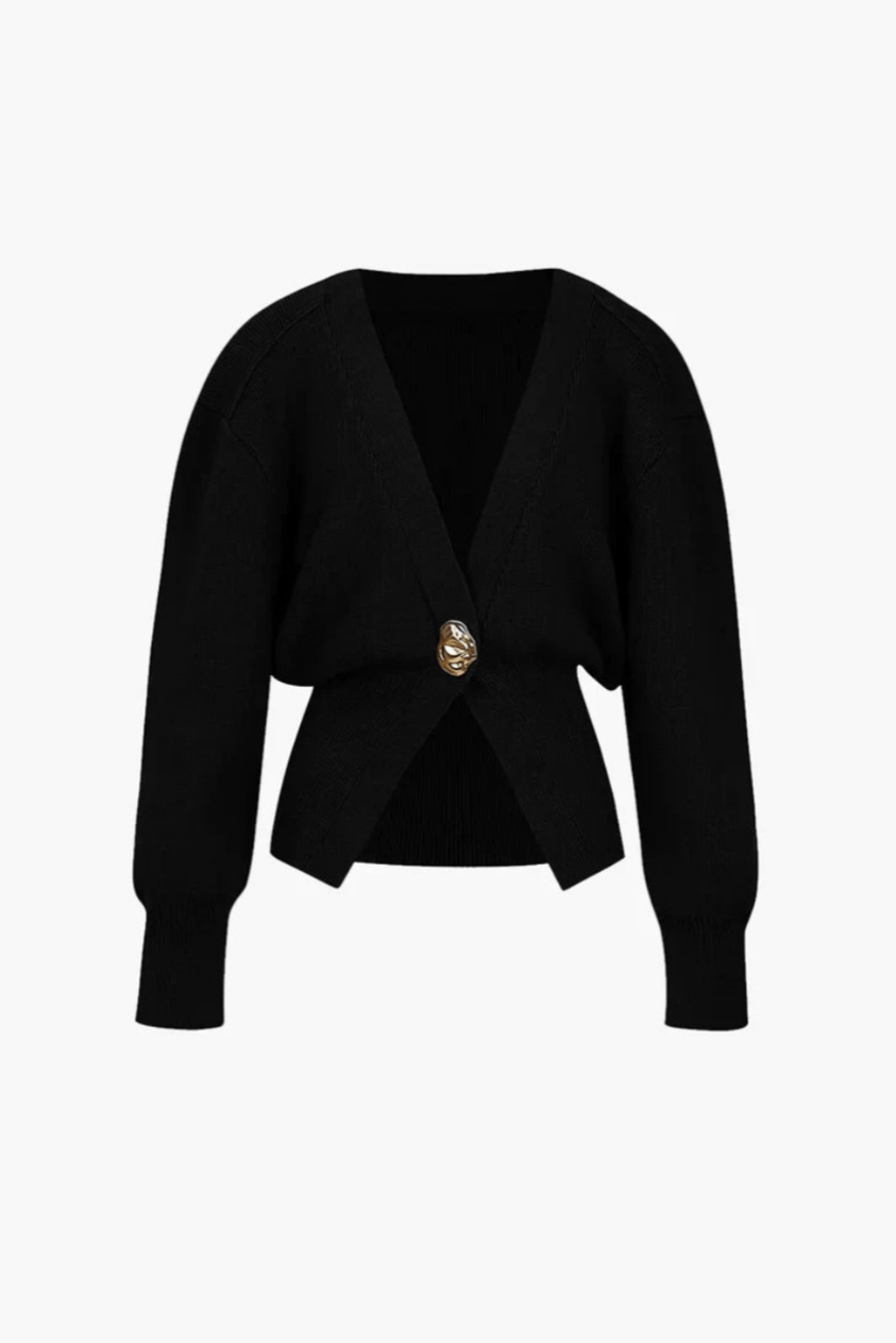 Levoire | Veste Tricot Femme Fermeture Boutons Rétro Noir
