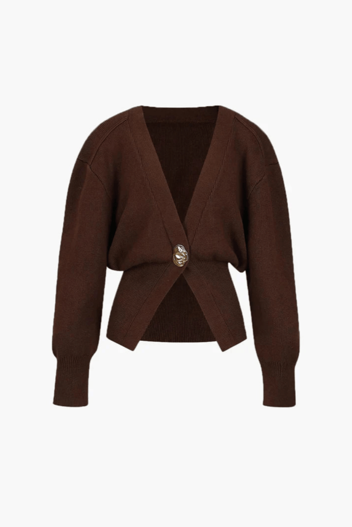 Levoire | Veste Tricot Femme Fermeture Boutons Rétro Braun